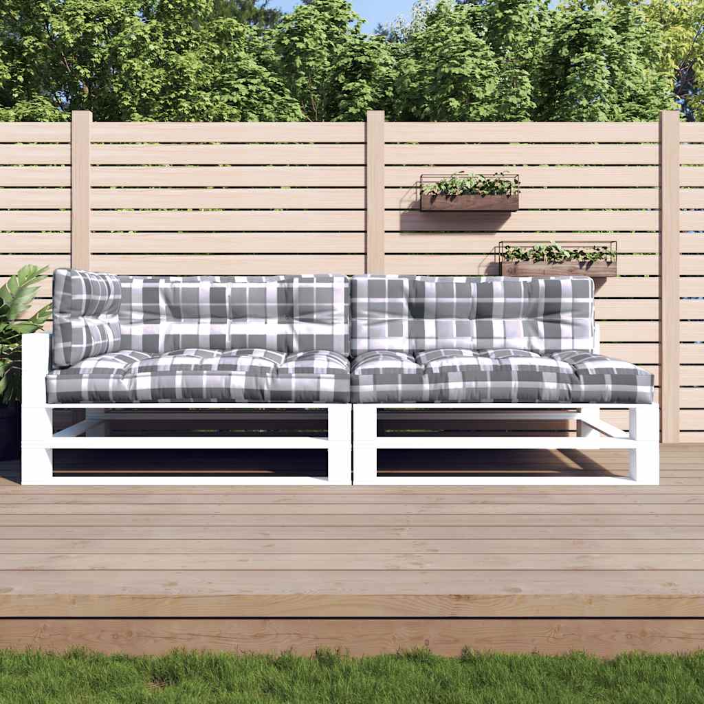 Palletkussens 5 st stof ruitpatroon grijs