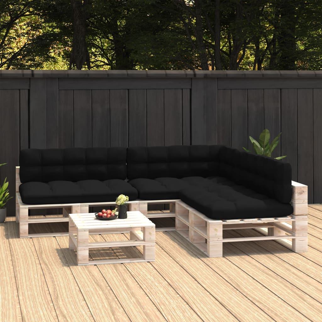 Bankkussens pallet 7 st zwart – afbeelding 1