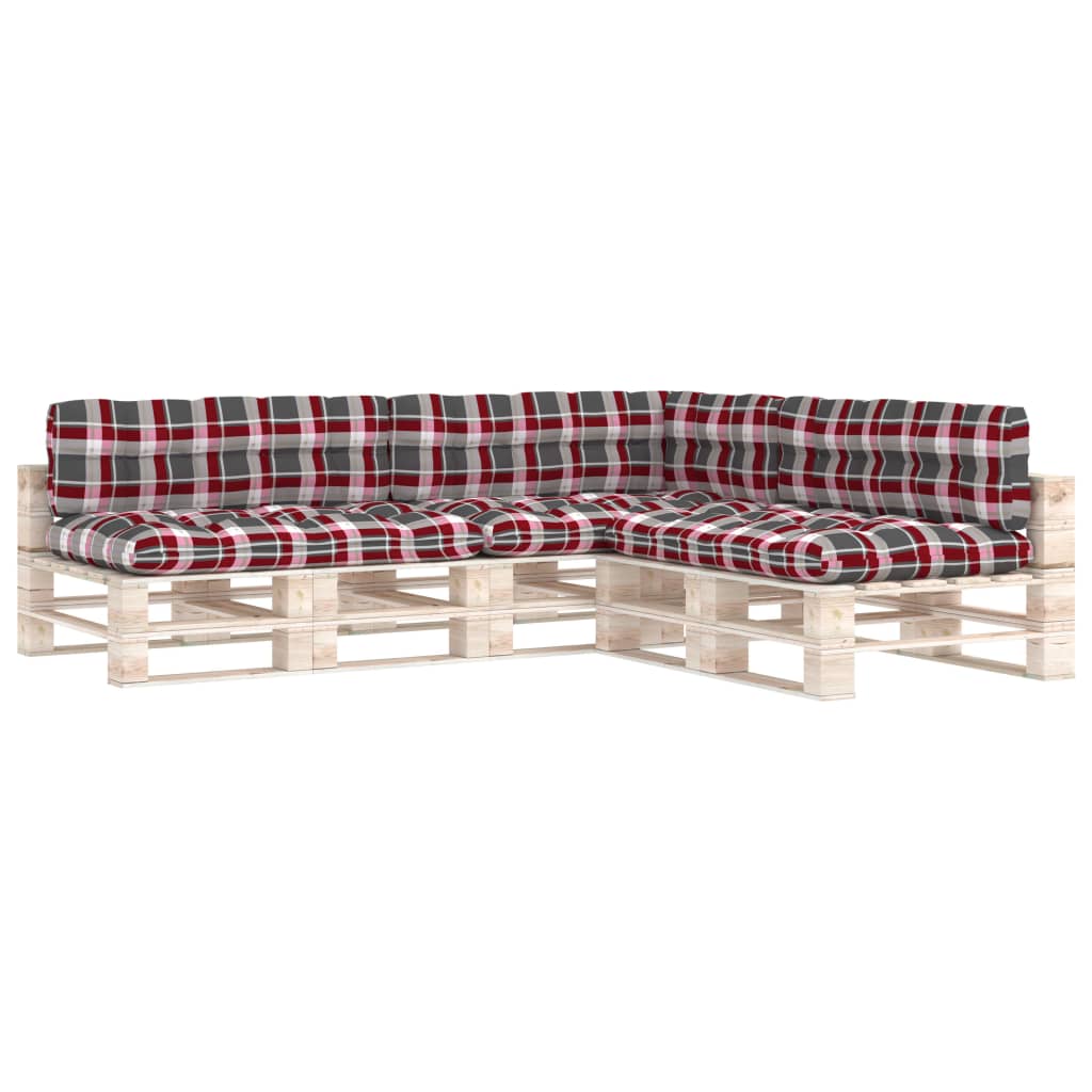 Bankkussens pallet 7 st ruitpatroon rood – afbeelding 2
