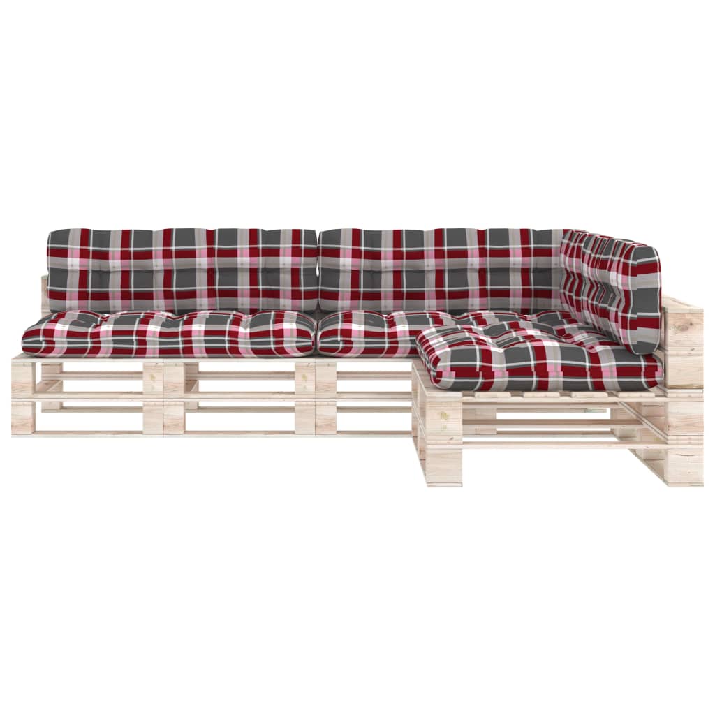 Bankkussens pallet 7 st ruitpatroon rood – afbeelding 3