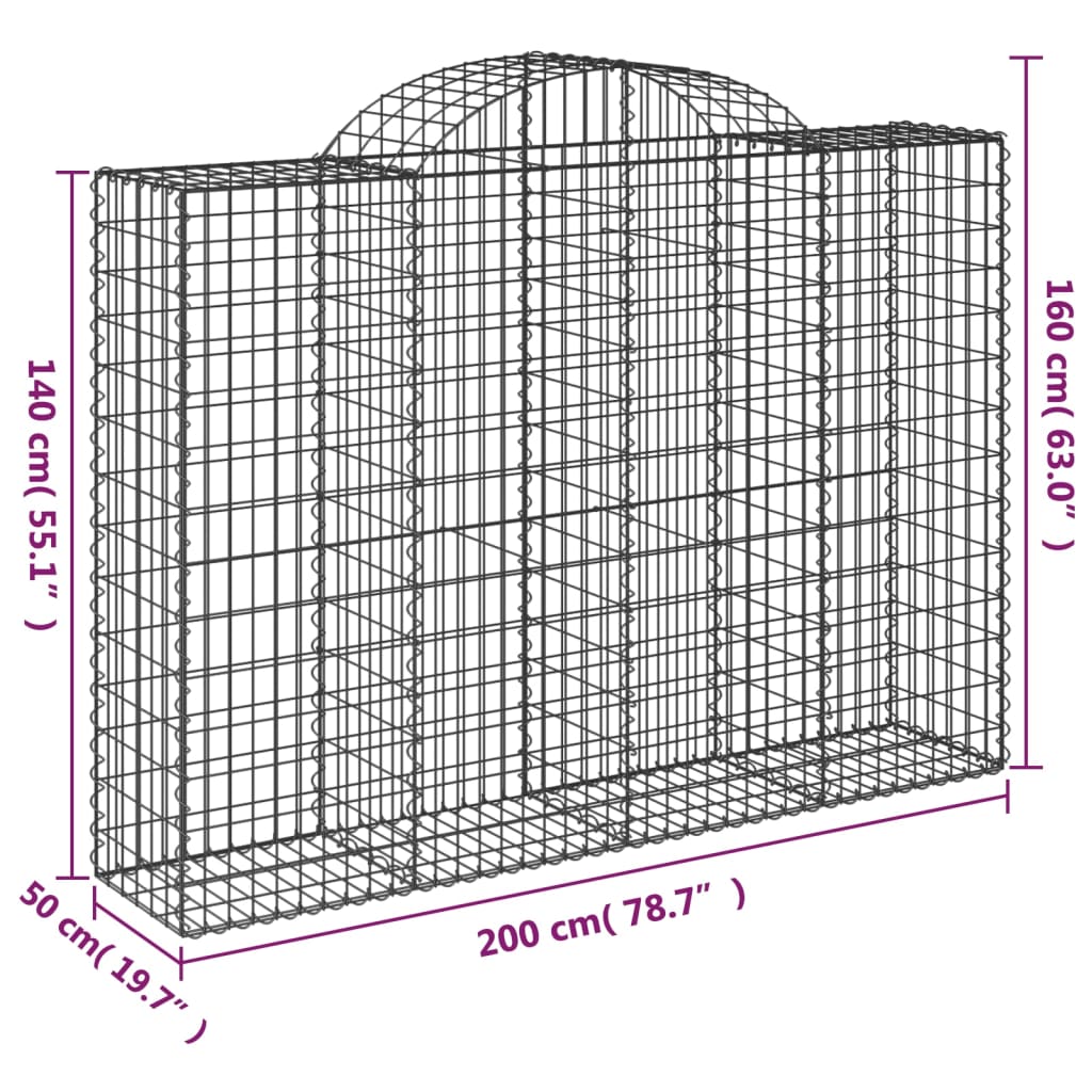 Schanskorven 30 st gewelfd 200x50x140/160 cm ijzer – afbeelding 6