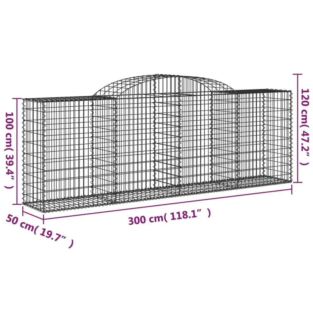 Schanskorven 10 st gewelfd 300x50x100/120 cm ijzer – afbeelding 6