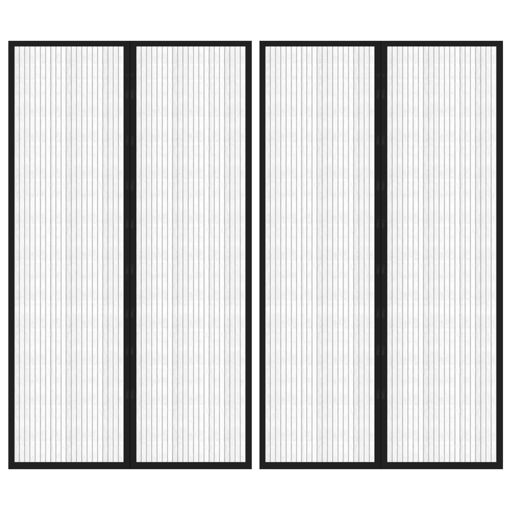 Insectendeurgordijnen 2 st magnetisch 200x80 cm zwart – afbeelding 1
