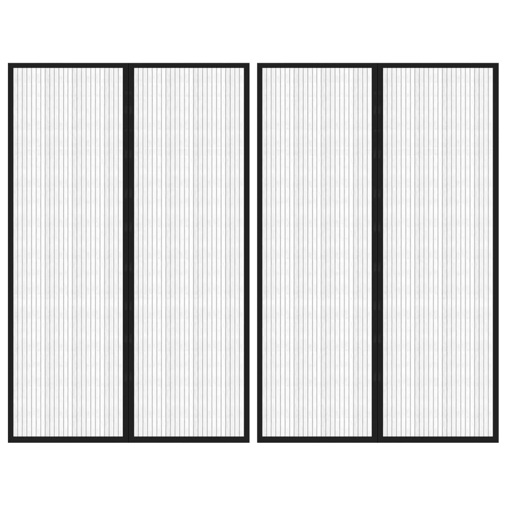 Insectendeurgordijnen 2 st magnetisch 220x130 cm zwart
