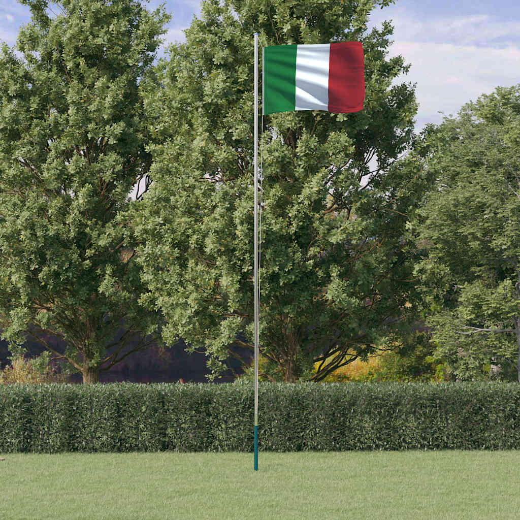 Vlag met vlaggenmast Italië 6,08 m aluminium
