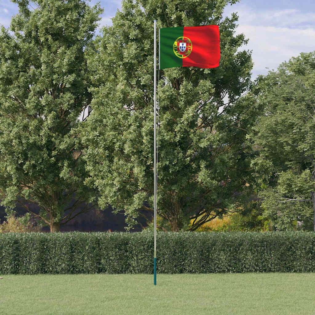 Vlag met vlaggenmast Portugal 6,08 m aluminium