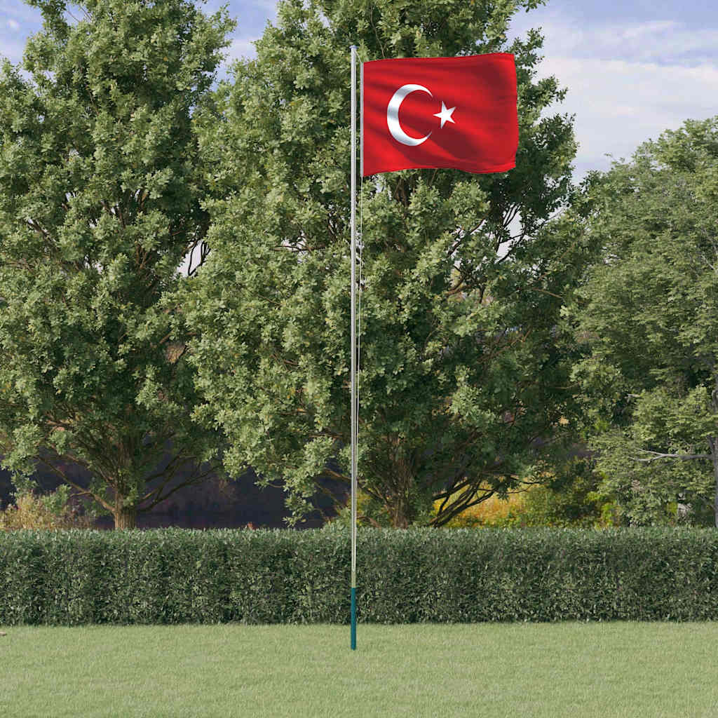 Vlag met vlaggenmast Turkije 6,08 m aluminium
