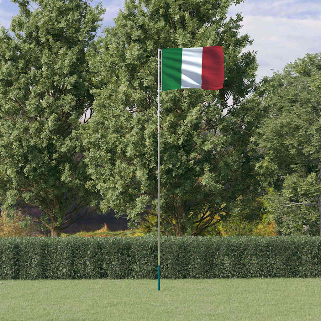 Vlag met vlaggenmast Italië 5,5 m aluminium