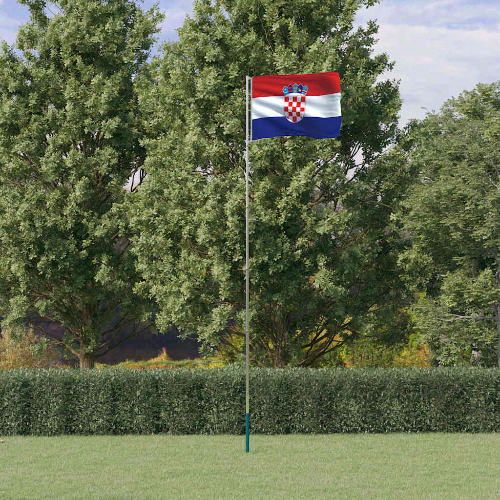 Vlag met vlaggenmast Kroatië 5,5 m aluminium – afbeelding 1