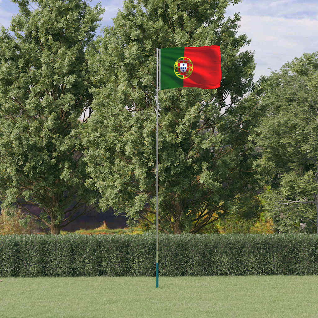 Vlag met vlaggenmast Portugal 5,5 m aluminium – afbeelding 1