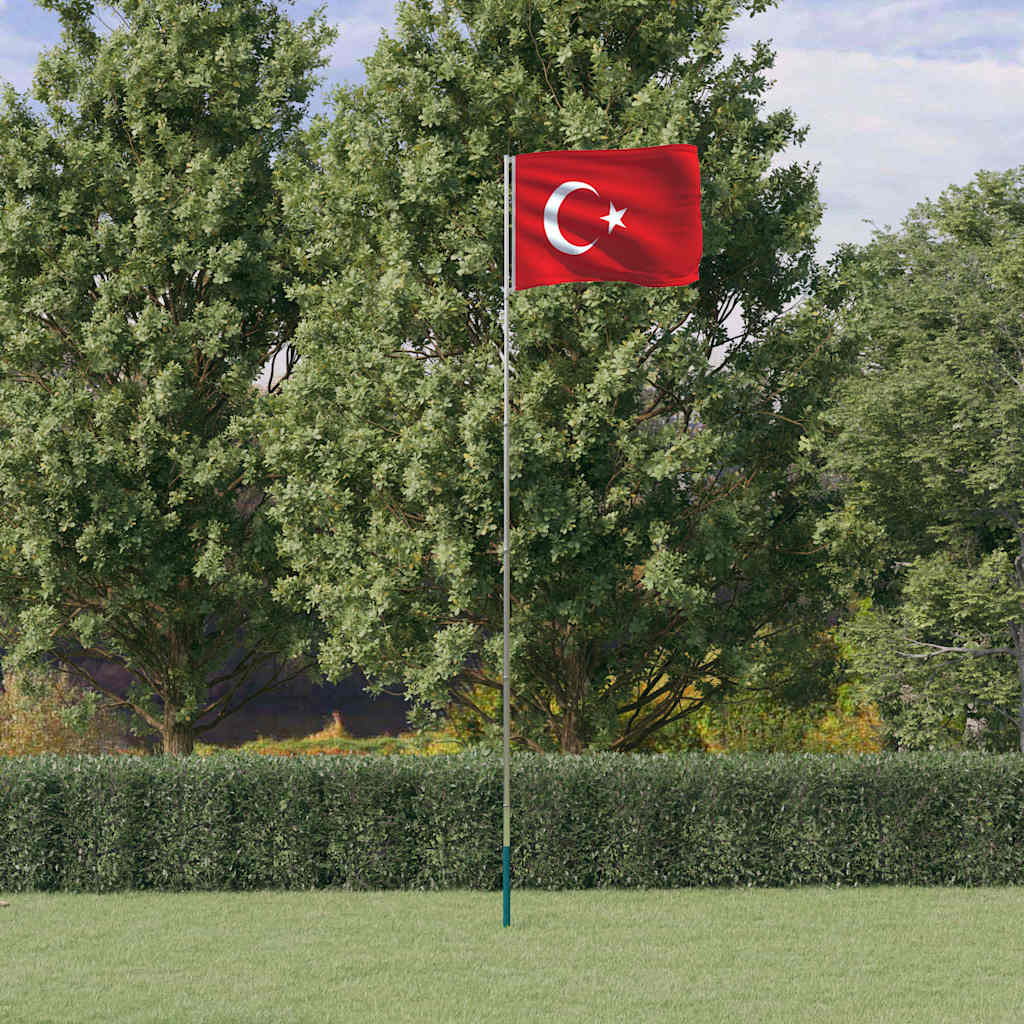 Vlag met vlaggenmast Turkije 5,5 m aluminium