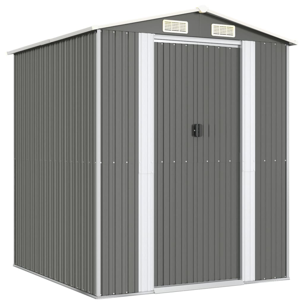 Tuinschuur 192x191x223 cm gegalvaniseerd staal lichtgrijs – afbeelding 2