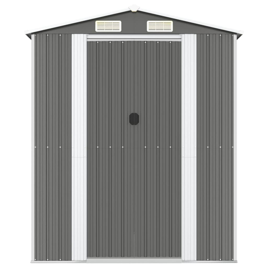 Tuinschuur 192x191x223 cm gegalvaniseerd staal lichtgrijs – afbeelding 3
