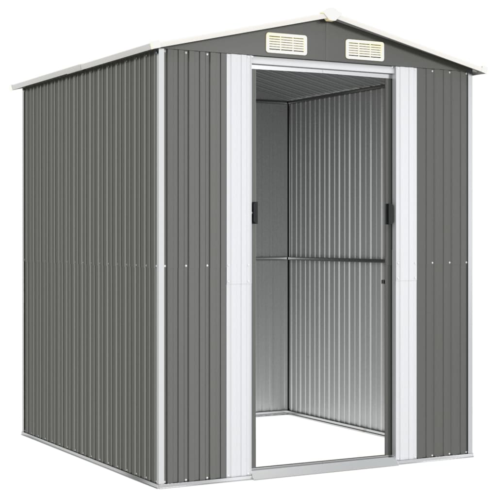 Tuinschuur 192x191x223 cm gegalvaniseerd staal lichtgrijs – afbeelding 4