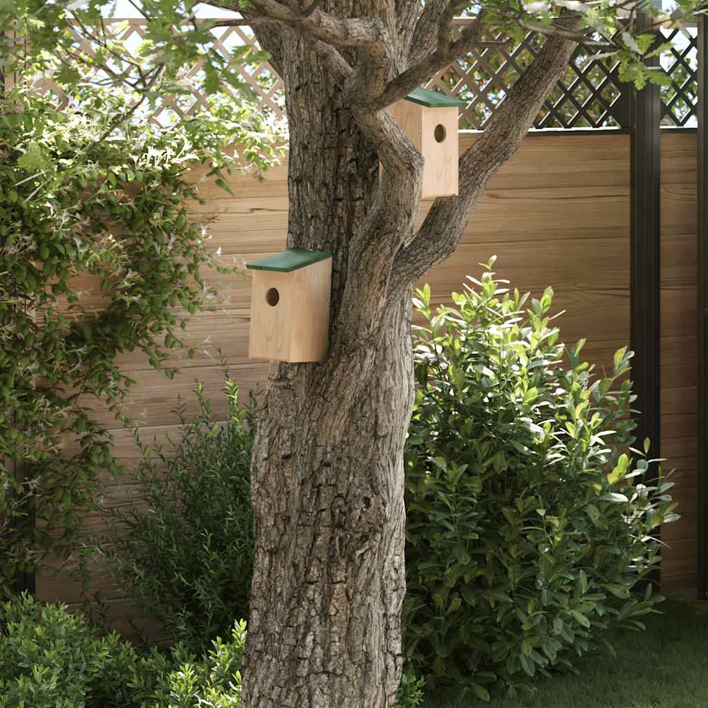 Vogelhuisjes 10 st 12x12x22 cm massief vurenhout