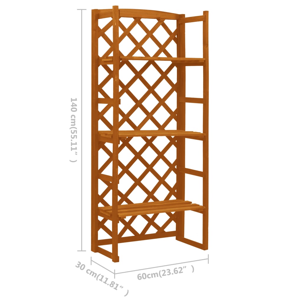 Plantenrek met latwerk 60x30x140 cm massief vurenhout oranje – afbeelding 6