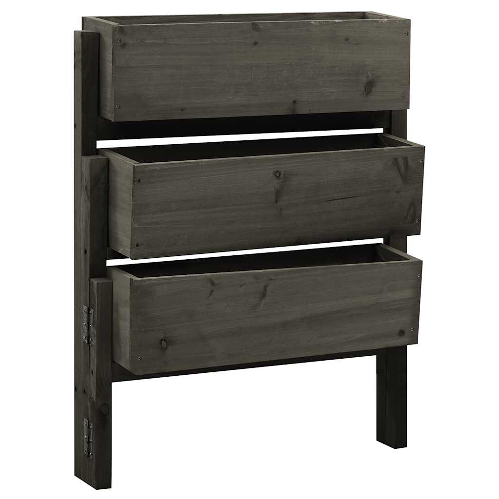 Plantenbak inklapbaar 60x14x75 cm massief vurenhout grijs – afbeelding 1