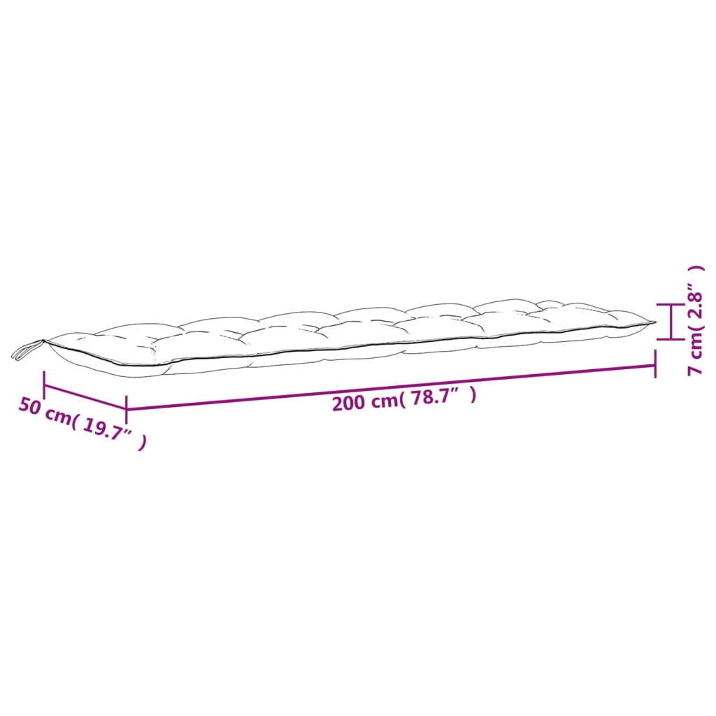 Tuinbankkussen 200x50x7 cm oxford stof antracietkleurig – afbeelding 7