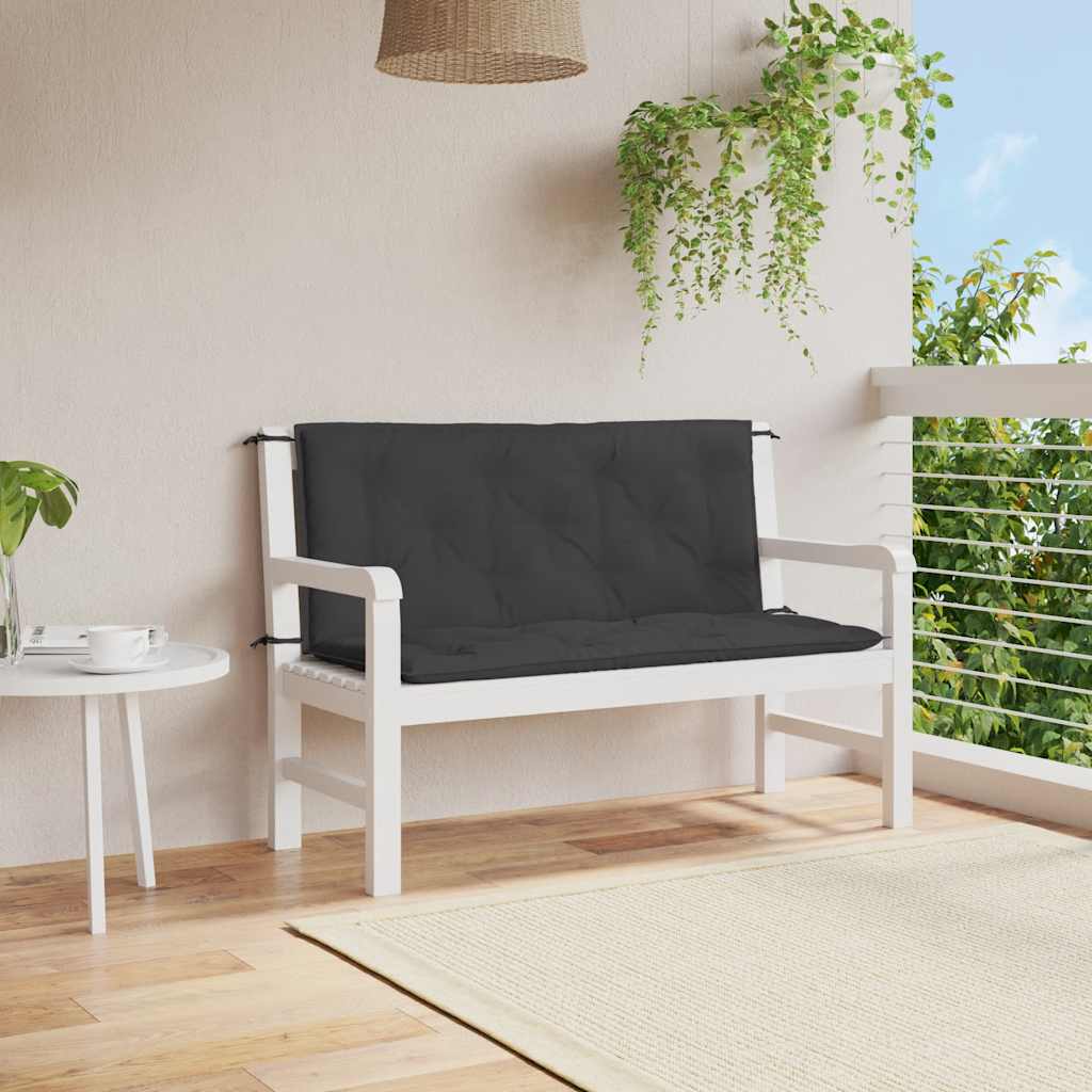 Tuinbankkussen 120x(50+50)x7 cm oxford stof zwart – afbeelding 1