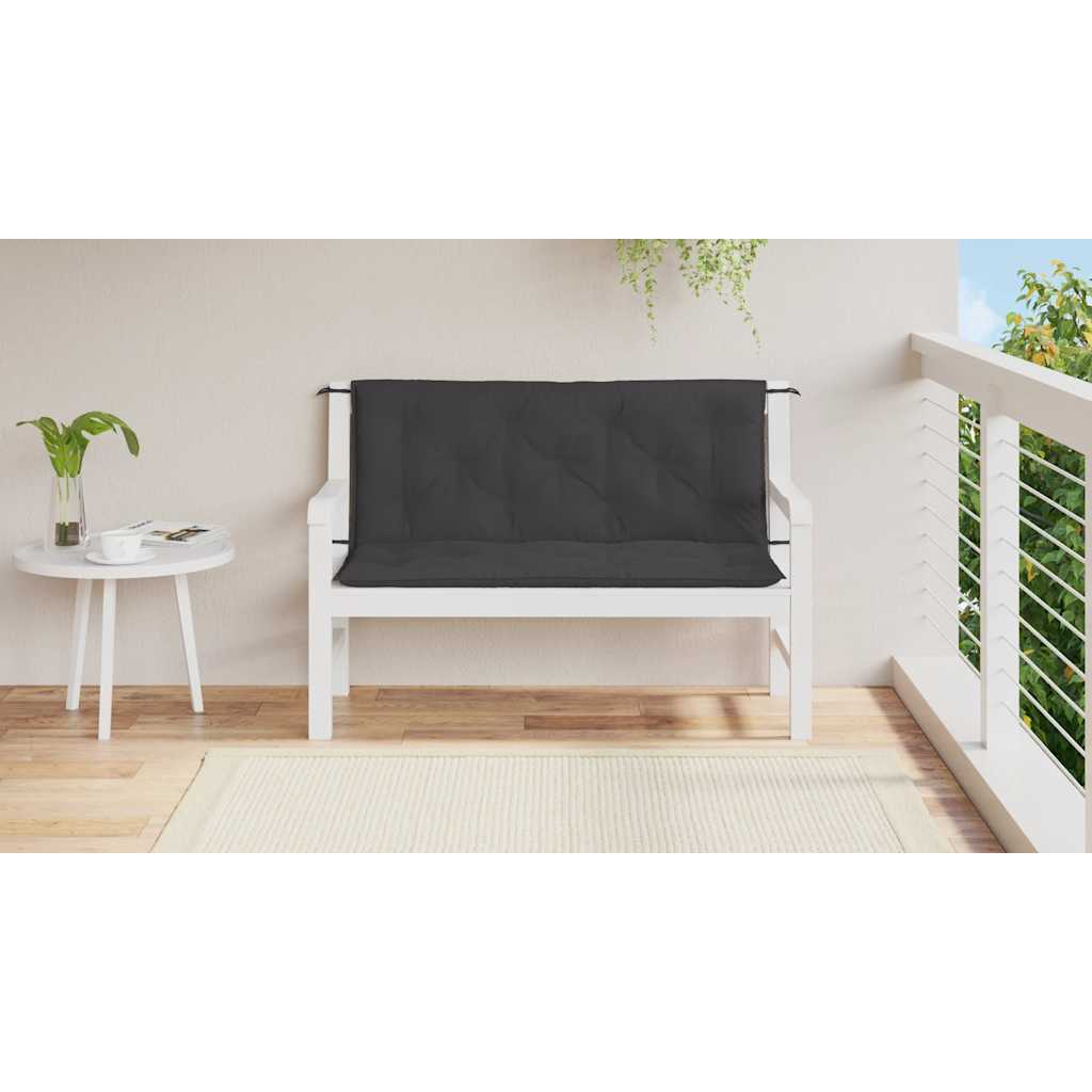 Tuinbankkussen 120x(50+50)x7 cm oxford stof zwart – afbeelding 3