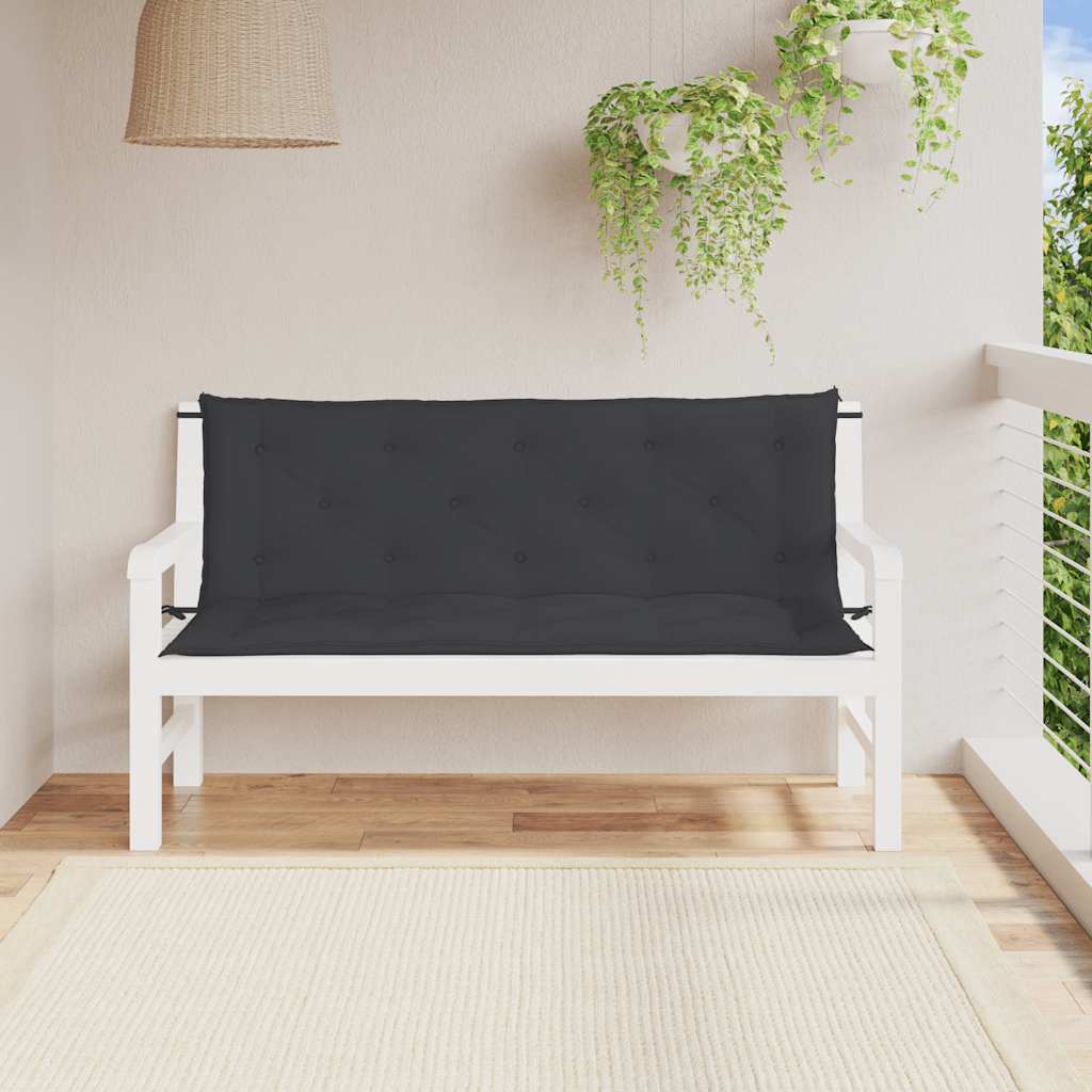 Tuinbankkussen 150x(50+50)x7 cm oxford stof zwart – afbeelding 3