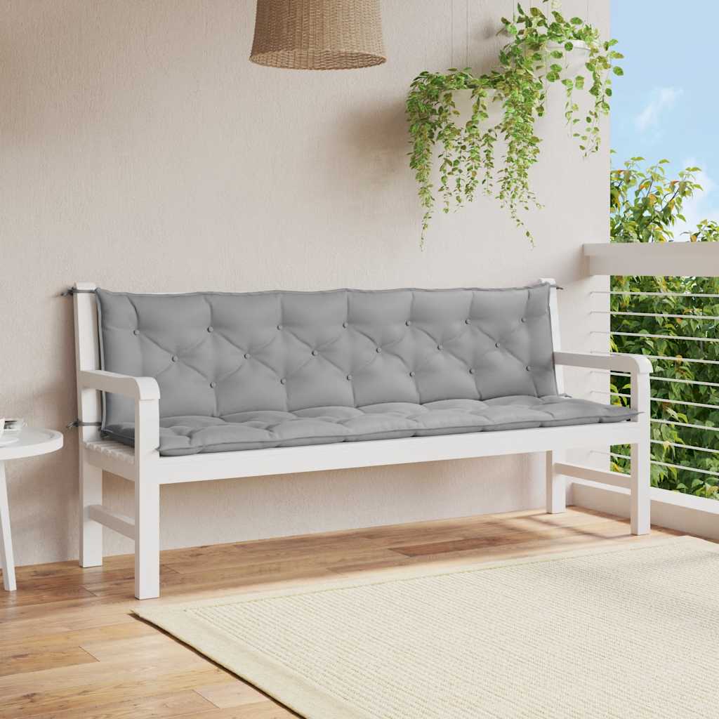 Tuinbankkussen 200x(50+50)x7 cm oxford stof grijs – afbeelding 1