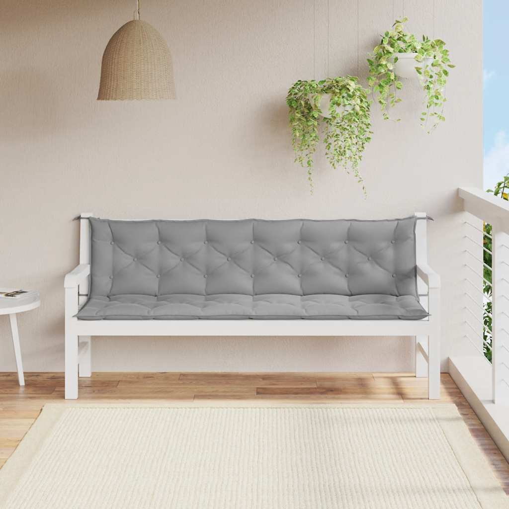 Tuinbankkussen 200x(50+50)x7 cm oxford stof grijs – afbeelding 3