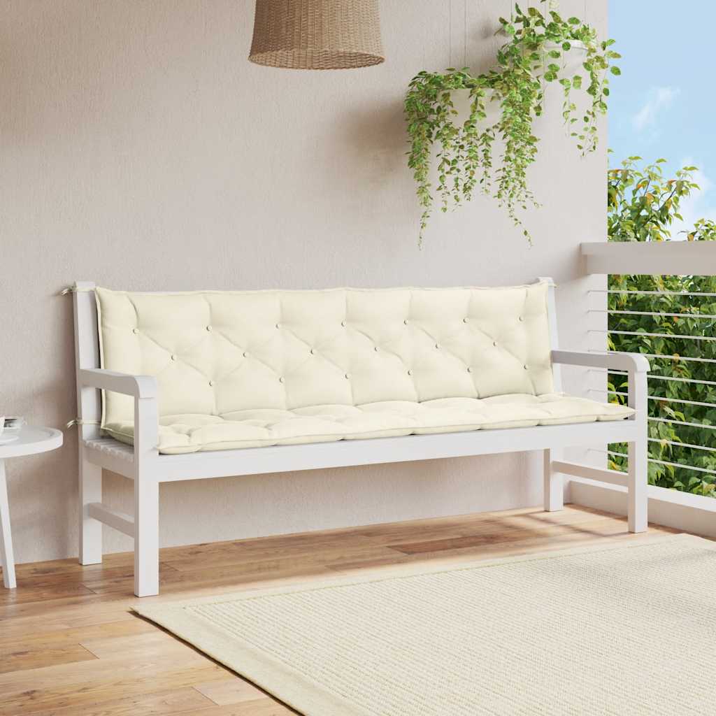 Tuinbankkussen 200x(50+50)x7 cm oxford stof crèmewit – afbeelding 1