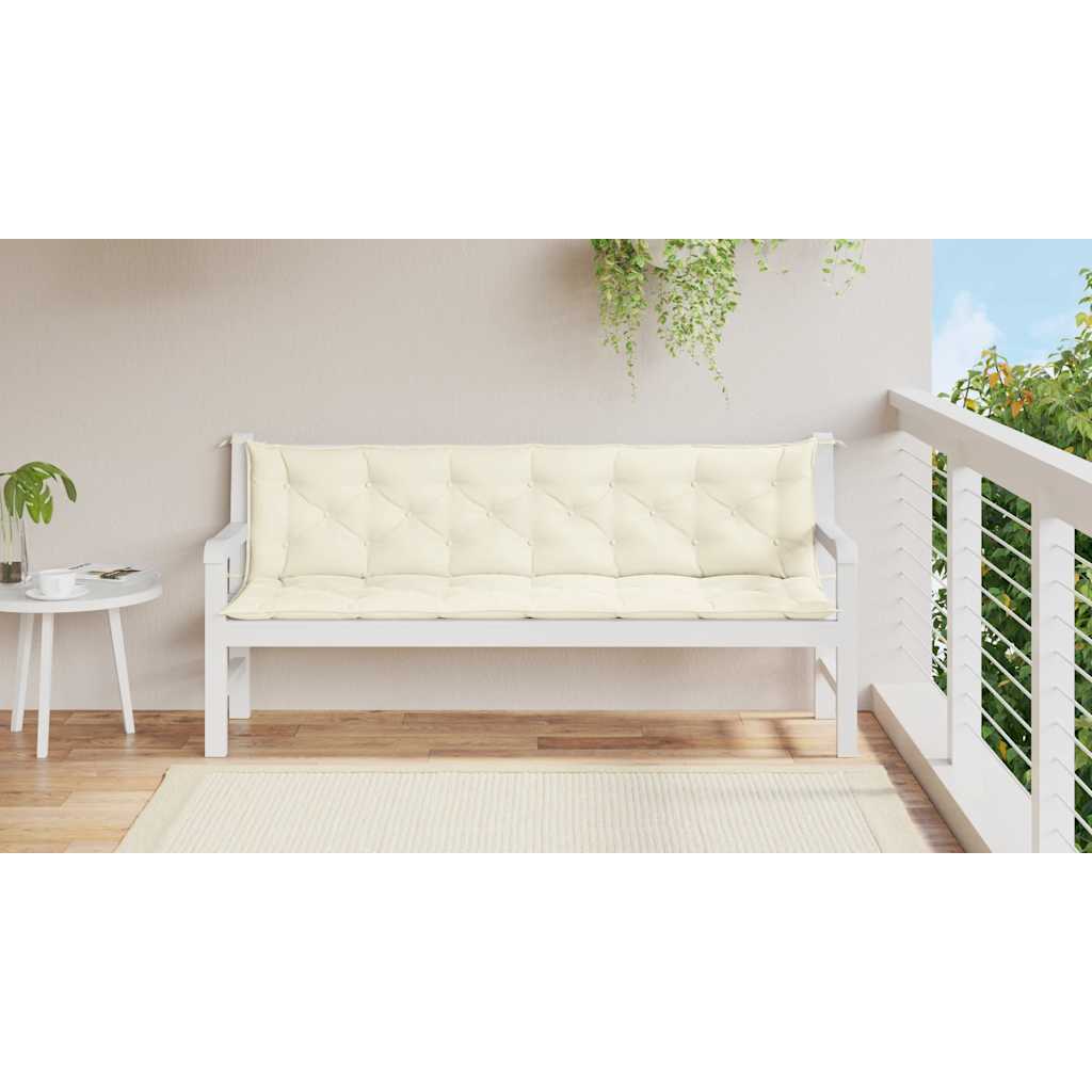 Tuinbankkussen 200x(50+50)x7 cm oxford stof crèmewit – afbeelding 3