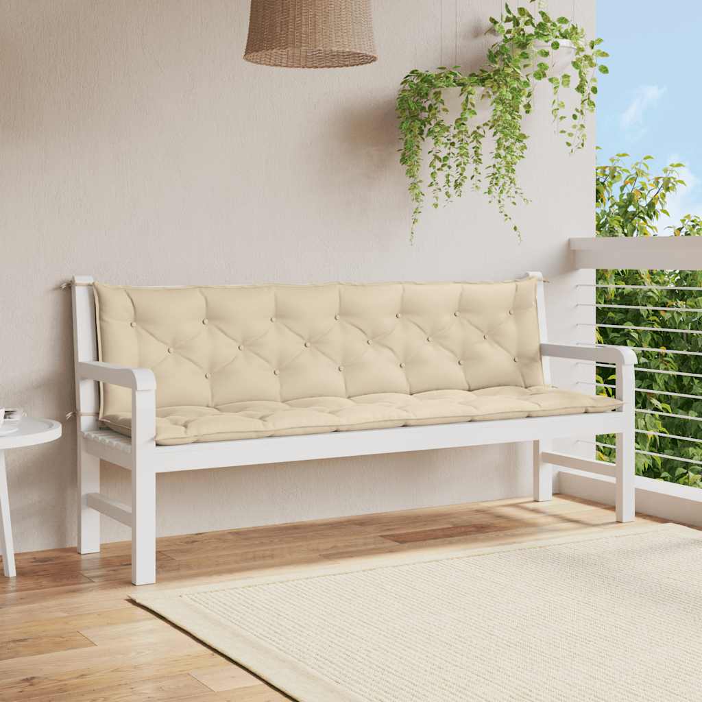 Tuinbankkussen 200x(50+50)x7 cm oxford stof beige – afbeelding 1