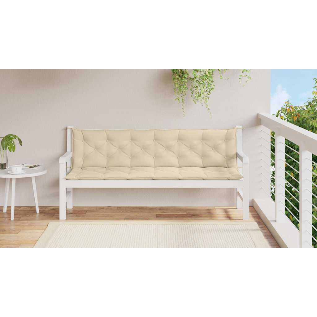 Tuinbankkussen 200x(50+50)x7 cm oxford stof beige – afbeelding 3
