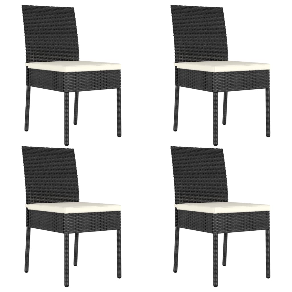 Tuinstoelen 4 st poly rattan zwart