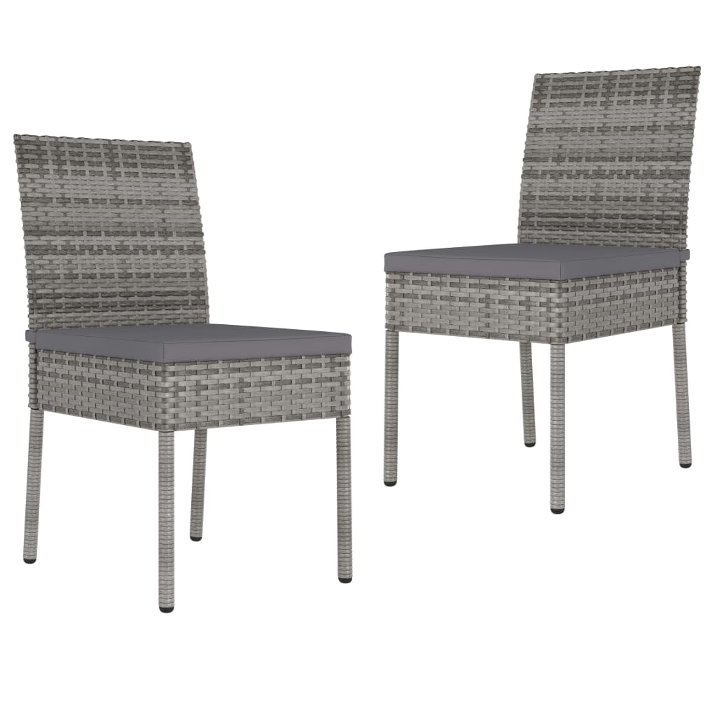 Tuinstoelen 2 st poly rattan grijs