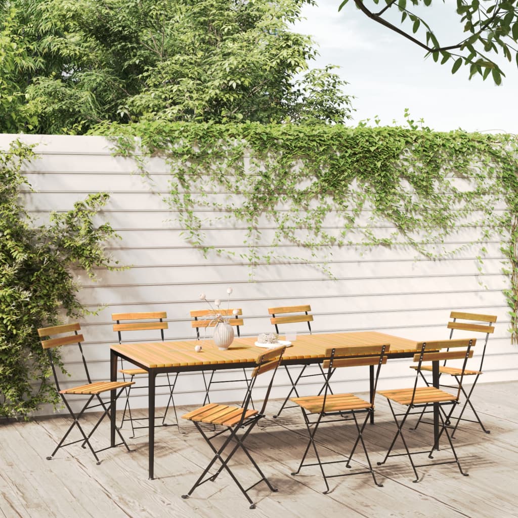 Tuinstoelen inklapbaar 8 st staal en massief acaciahout