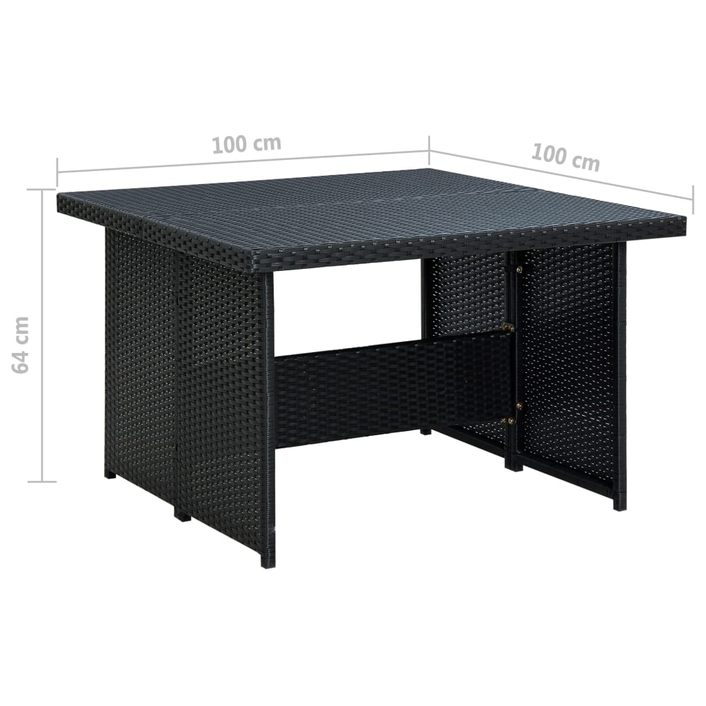 6-delige Loungeset met kussens poly rattan zwart – afbeelding 12