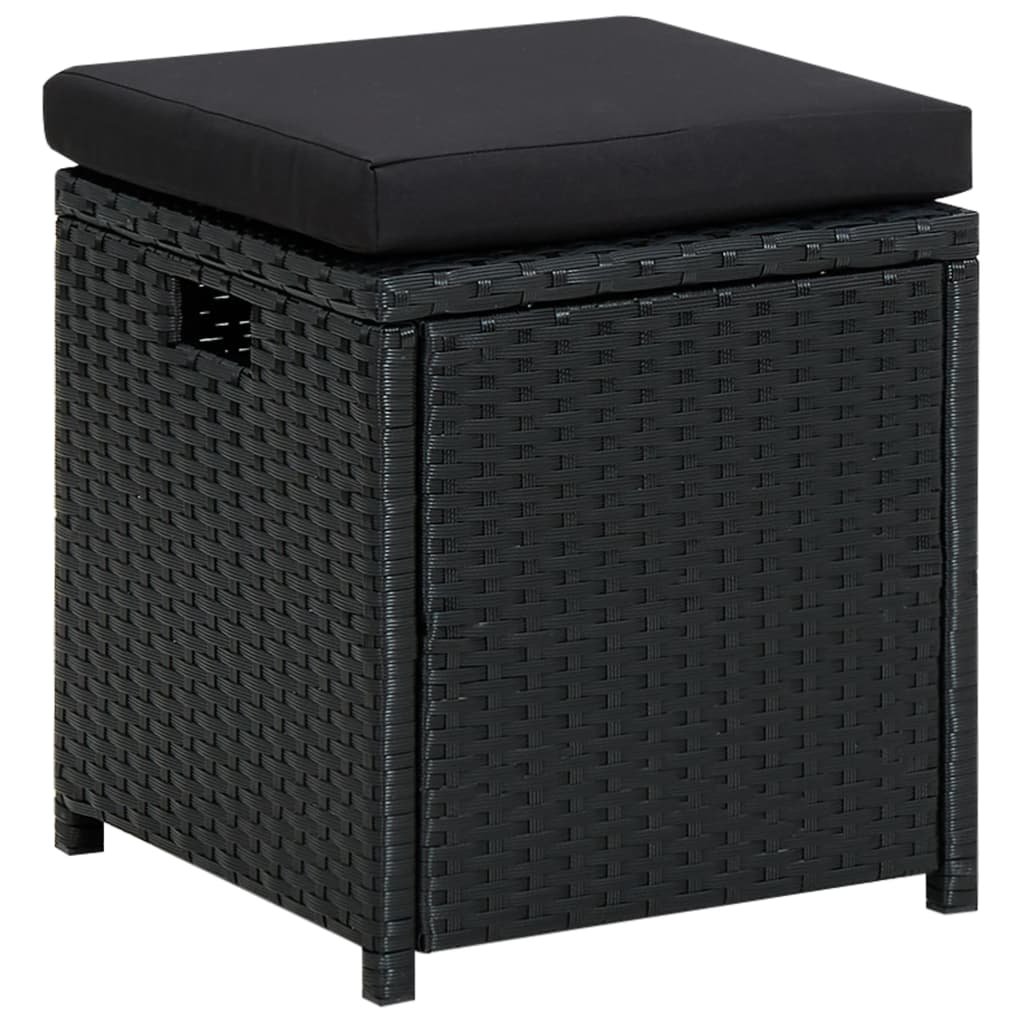 6-delige Loungeset met kussens poly rattan zwart – afbeelding 9