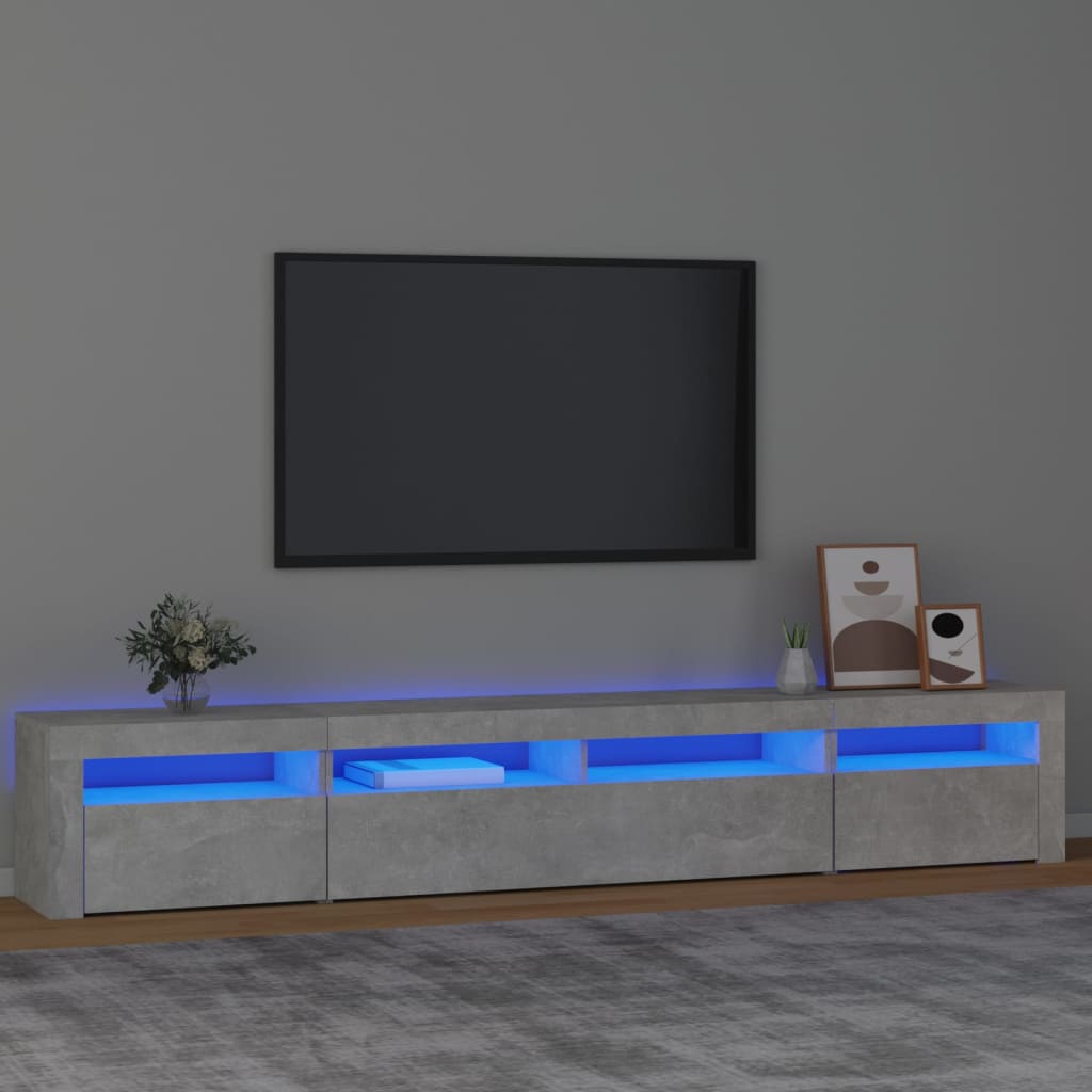 Tv-meubel met LED-verlichting 240x35x40 cm betongrijs – afbeelding 1