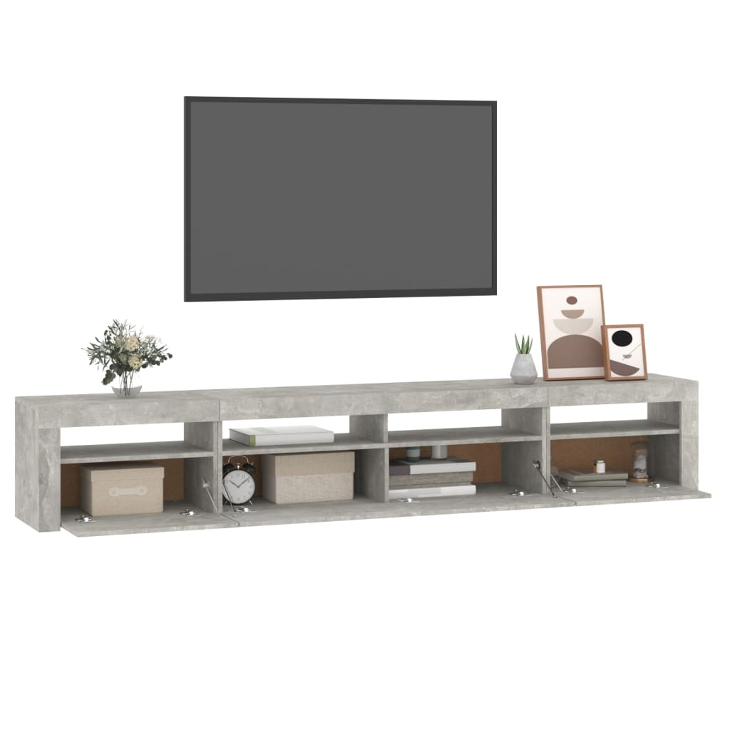 Tv-meubel met LED-verlichting 240x35x40 cm betongrijs – afbeelding 11
