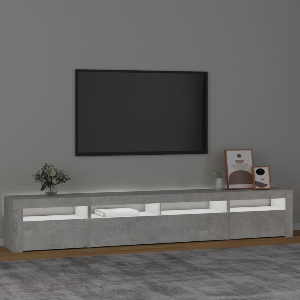 Tv-meubel met LED-verlichting 240x35x40 cm betongrijs – afbeelding 3