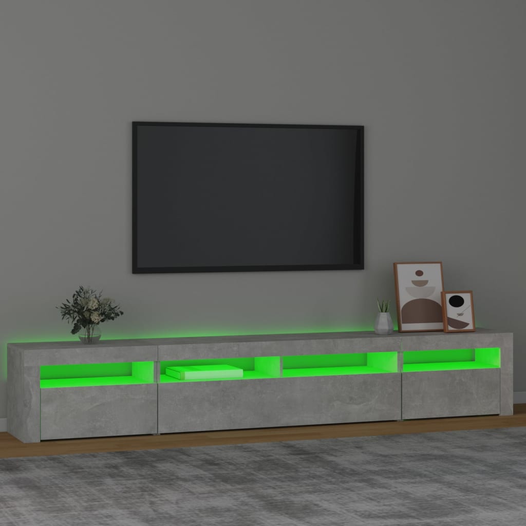 Tv-meubel met LED-verlichting 240x35x40 cm betongrijs – afbeelding 4