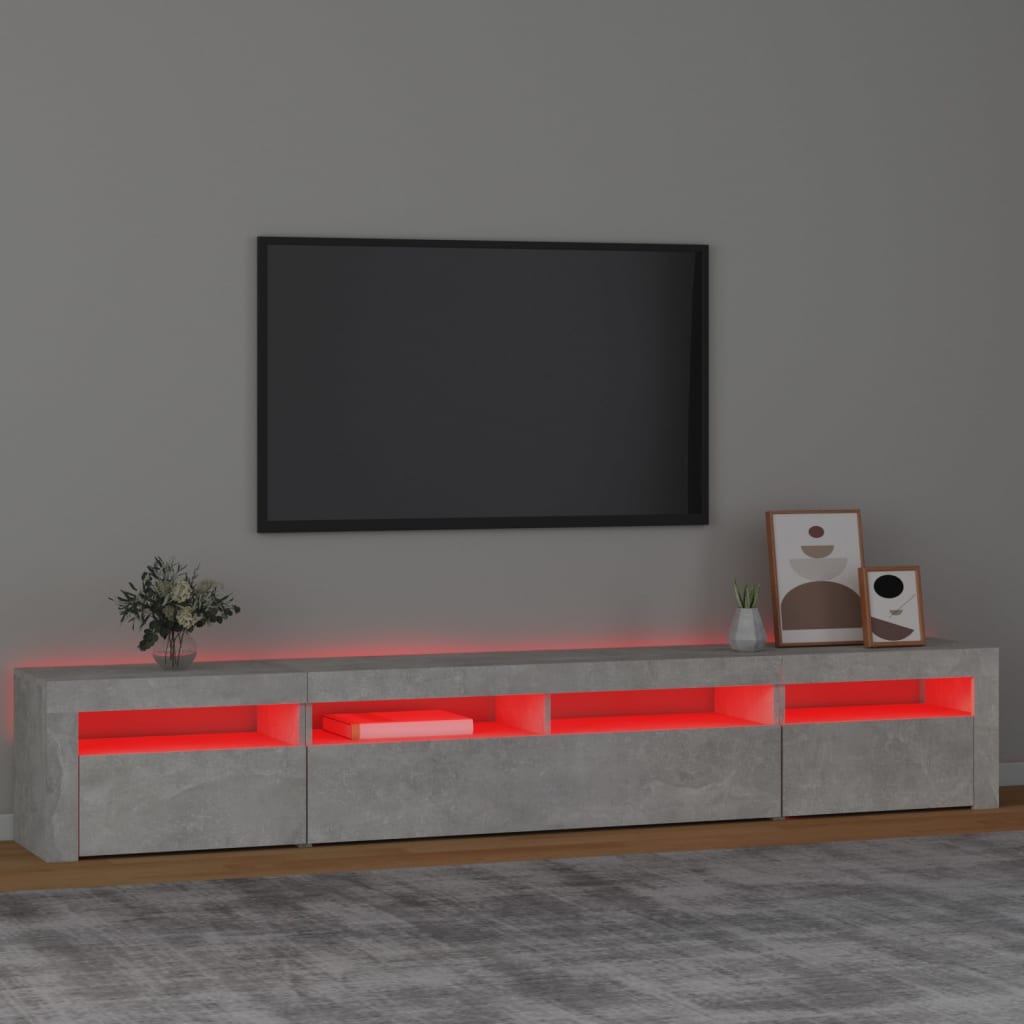 Tv-meubel met LED-verlichting 240x35x40 cm betongrijs – afbeelding 5