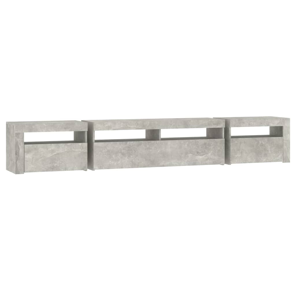Tv-meubel met LED-verlichting 240x35x40 cm betongrijs – afbeelding 7
