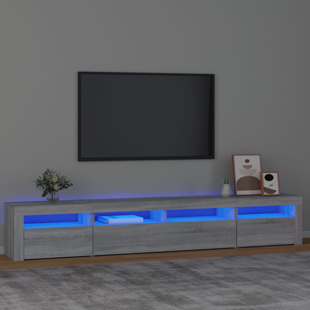 Tv-meubel met LED-verlichting 240x35x40 cm grijs sonoma eiken – afbeelding 1