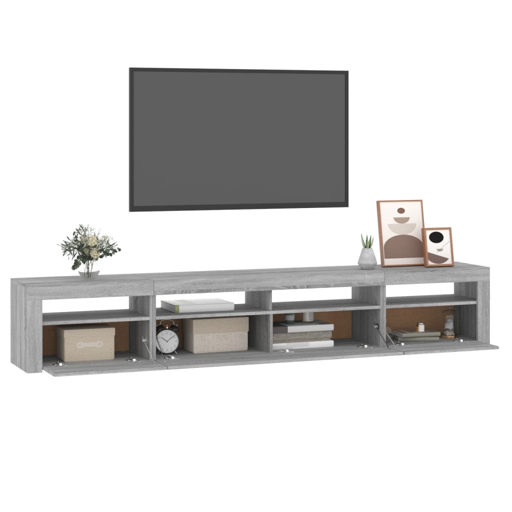 Tv-meubel met LED-verlichting 240x35x40 cm grijs sonoma eiken – afbeelding 11