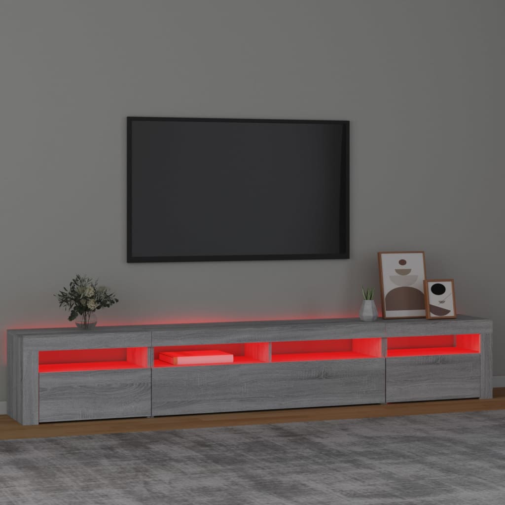 Tv-meubel met LED-verlichting 240x35x40 cm grijs sonoma eiken – afbeelding 5