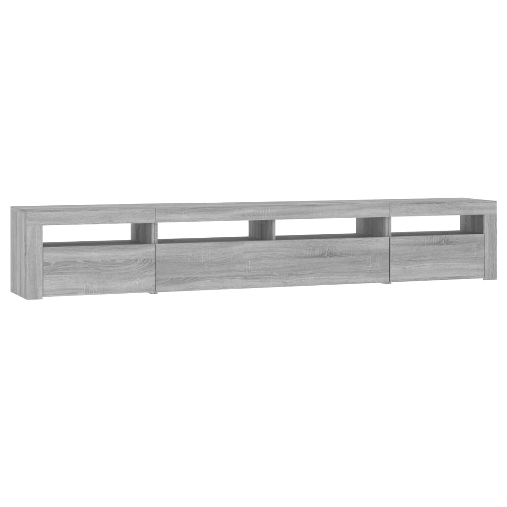 Tv-meubel met LED-verlichting 240x35x40 cm grijs sonoma eiken – afbeelding 6