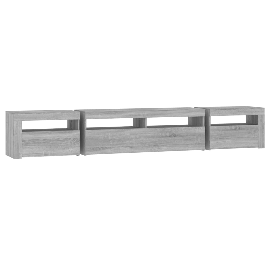 Tv-meubel met LED-verlichting 240x35x40 cm grijs sonoma eiken – afbeelding 7
