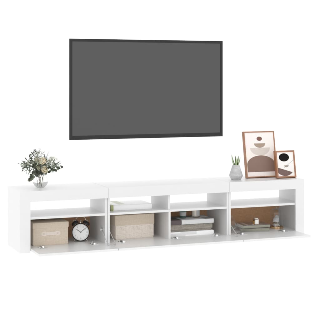 Tv-meubel met LED-verlichting 210x35x40 cm wit – afbeelding 11