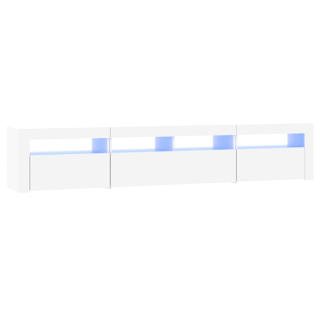 Tv-meubel met LED-verlichting 210x35x40 cm wit – afbeelding 2