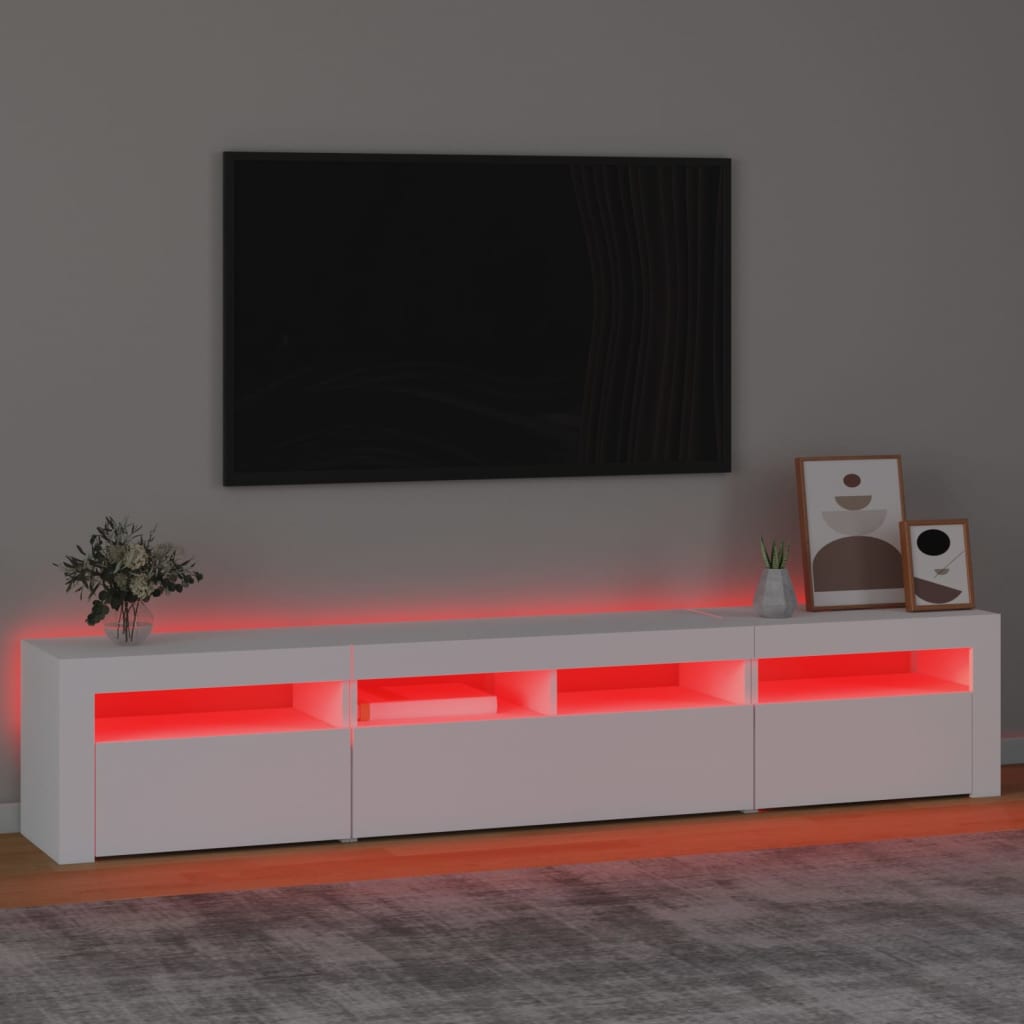 Tv-meubel met LED-verlichting 210x35x40 cm wit – afbeelding 5